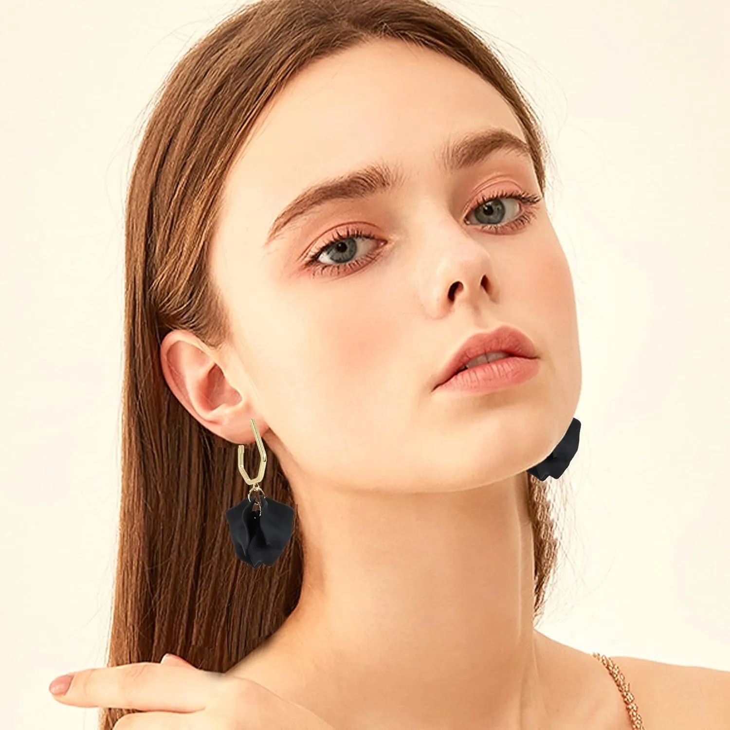 Anmpab Boho Long Acrylic Rose Petal Drop Dangle Earrings Bohemian Resin Multicolored Flower Statement Floral Tassel Layered Floral Petal Earrings for Women Bridal Prom