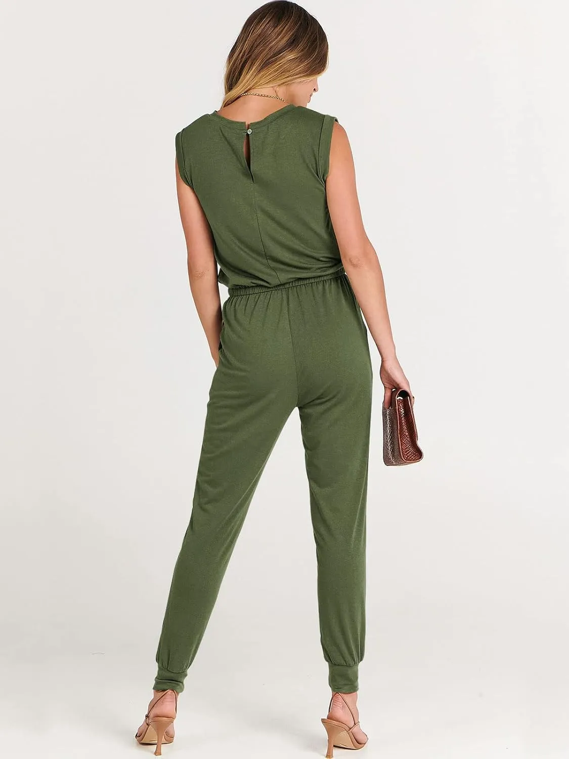 ANRABESS Womens Summer Crewneck Sleeveless Casual Dressy Loose Stretchy Jumpsuits Rompers 2025 Trendy Outfits