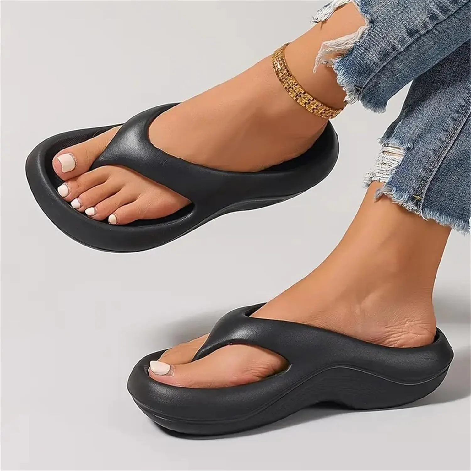 Arch Support Flip Flops for Women Plantar Fasciitis, Orthopedic Sandals, Slip On Thong Sandals, Orthotic Slippers Indoor and Outdoor, Comfortable Walking Slides for All Day Wear, Ladies Wedge Slippers