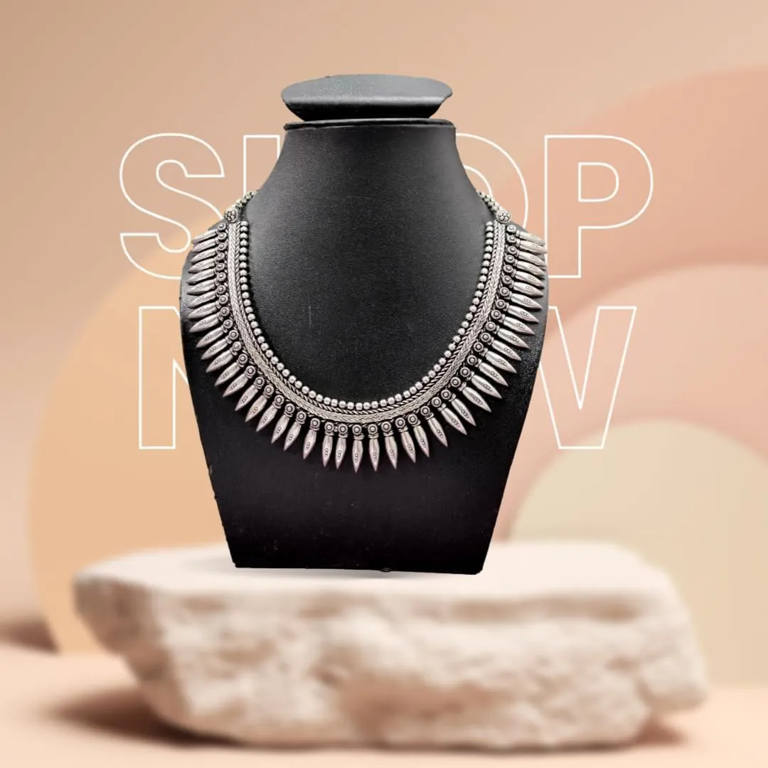 athizay Collar Necklaces Indian Hasli Ethnic silver Jewelry oxidised for women traditional Jewellery antique texture Metal Necklace