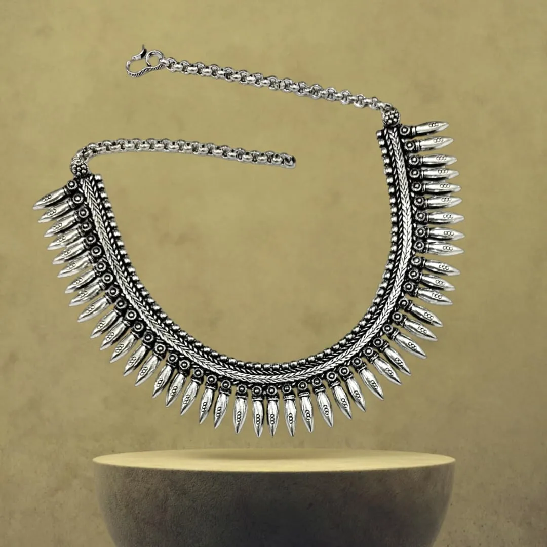 athizay Collar Necklaces Indian Hasli Ethnic silver Jewelry oxidised for women traditional Jewellery antique texture Metal Necklace