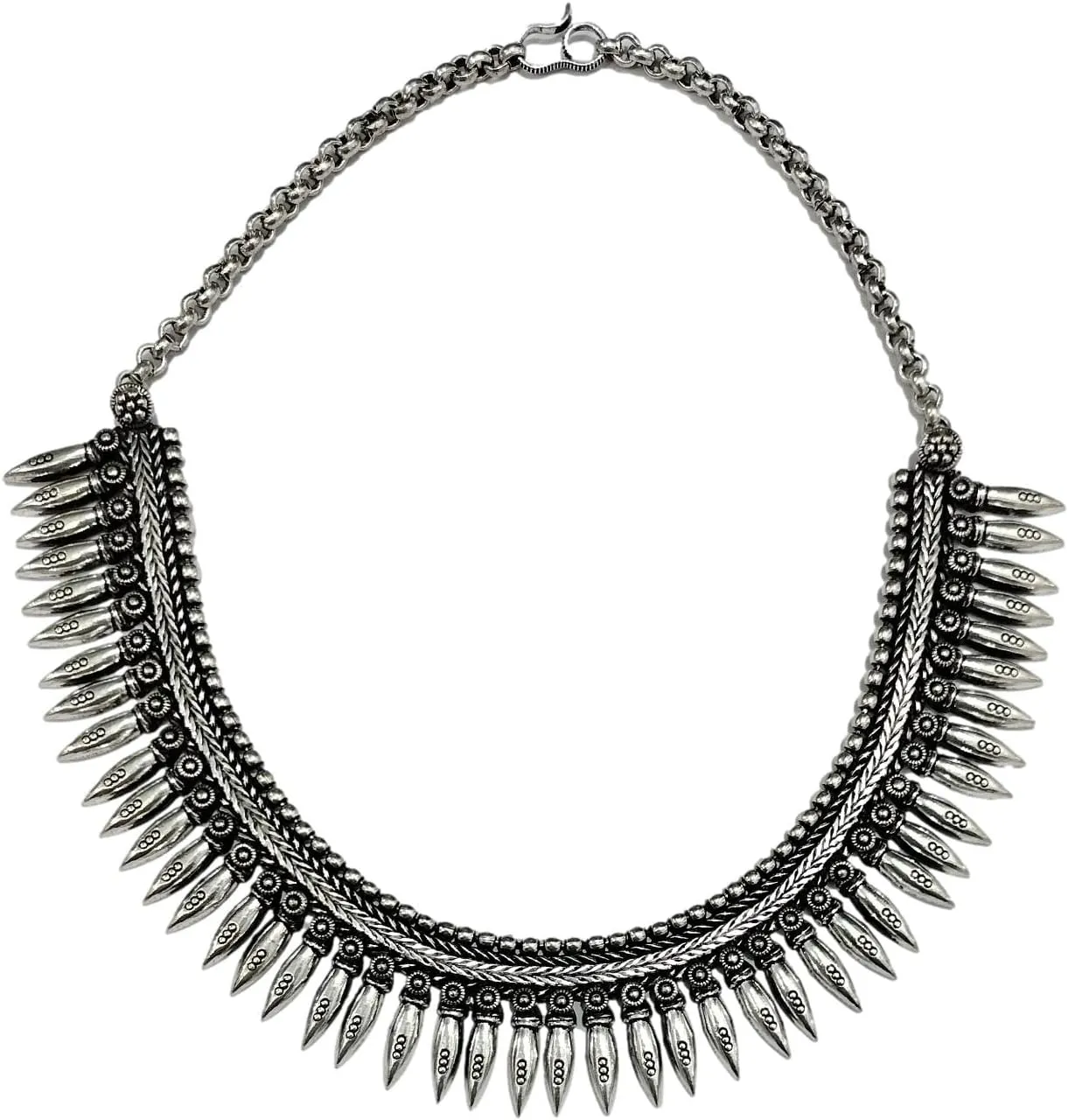 athizay Collar Necklaces Indian Hasli Ethnic silver Jewelry oxidised for women traditional Jewellery antique texture Metal Necklace
