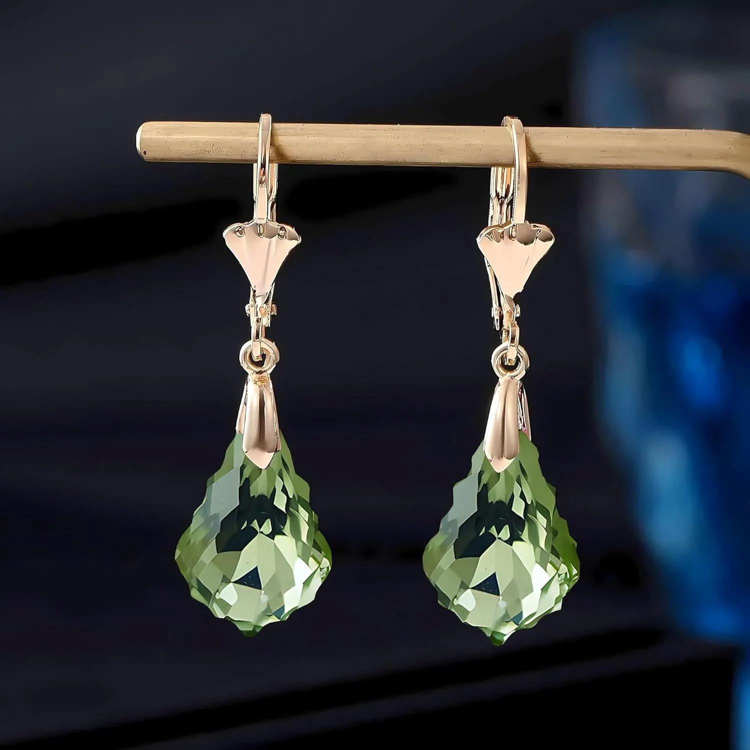 Austrian Crystal Baroque Drop Leverback Earrings for Women Fashion 14K Gold Plated Hypoallergenic Jewelry