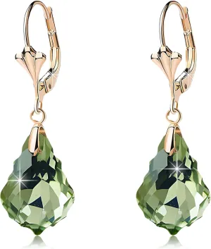 Austrian Crystal Baroque Drop Leverback Earrings for Women Fashion 14K Gold Plated Hypoallergenic Jewelry