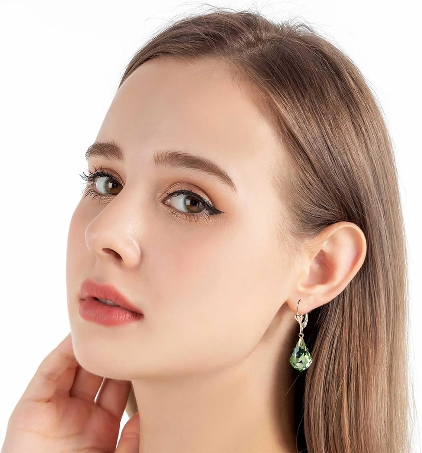 Austrian Crystal Baroque Drop Leverback Earrings for Women Fashion 14K Gold Plated Hypoallergenic Jewelry