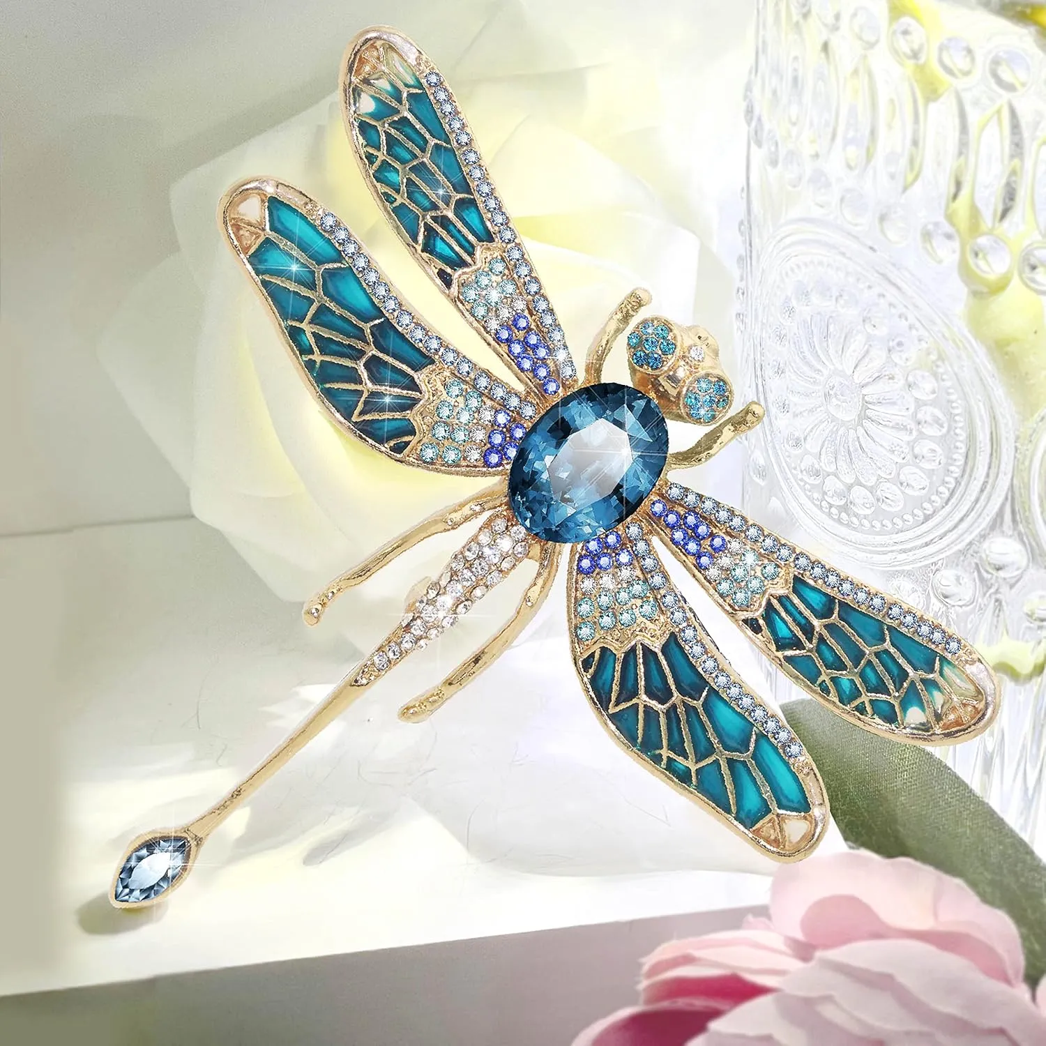 Austrian Crystal Cute Animal Butterfly Dragonfly Brooches Pins Colorful Enamel Corsages Women Scarf Clips