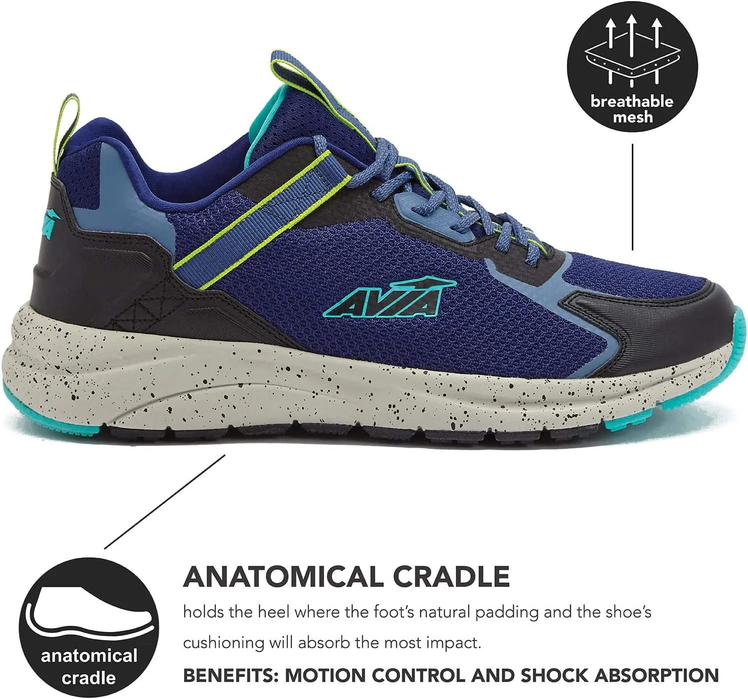 Avia Canyon Mens Trail Shoes and Walking Sneakers with Arch Support and Breathable Mesh
