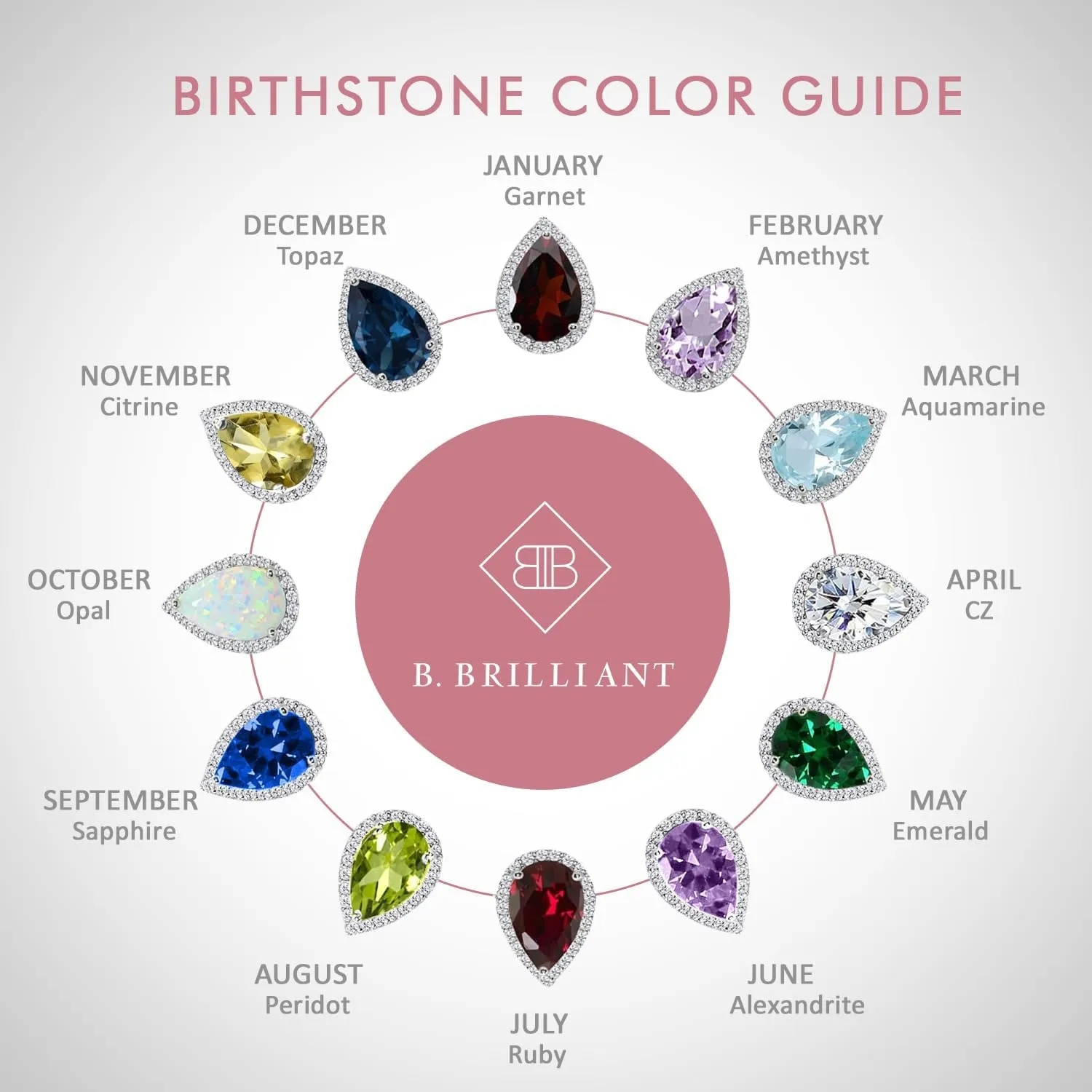 B. BRILLIANT Emerald Necklace for Women Sterling Silver Simulated Green Gemstone & White Topaz Round Halo Slide Pendant for Bridesmaids Gift Summer Fashion Trendy