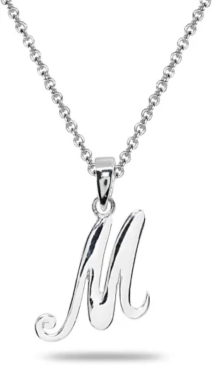 B. BRILLIANT Initial Necklaces for Women Sterling Silver Personalized Alphabet Letter Name Script Pendant Necklace for Women, A-Z