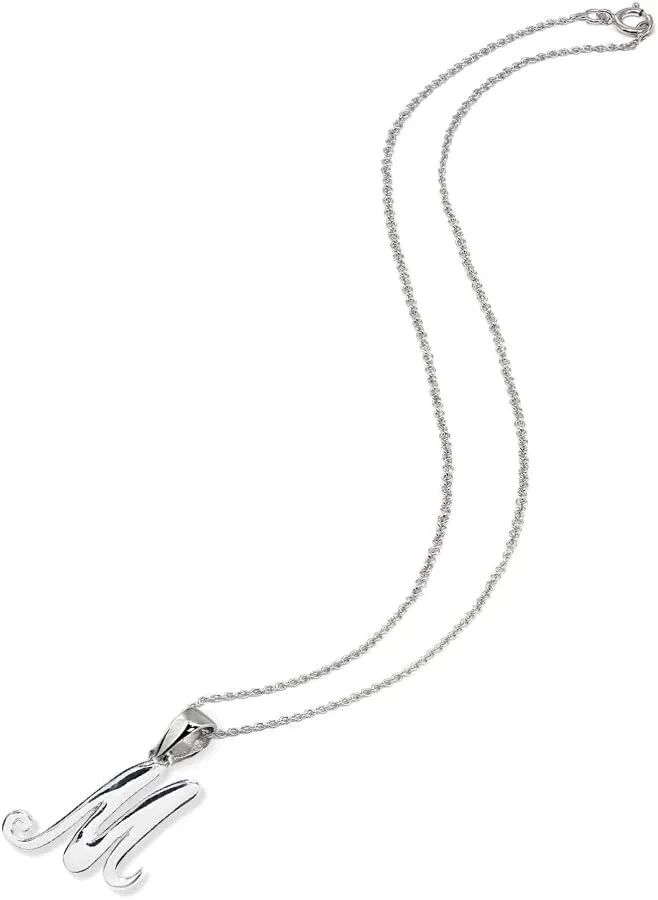 B. BRILLIANT Initial Necklaces for Women Sterling Silver Personalized Alphabet Letter Name Script Pendant Necklace for Women, A-Z
