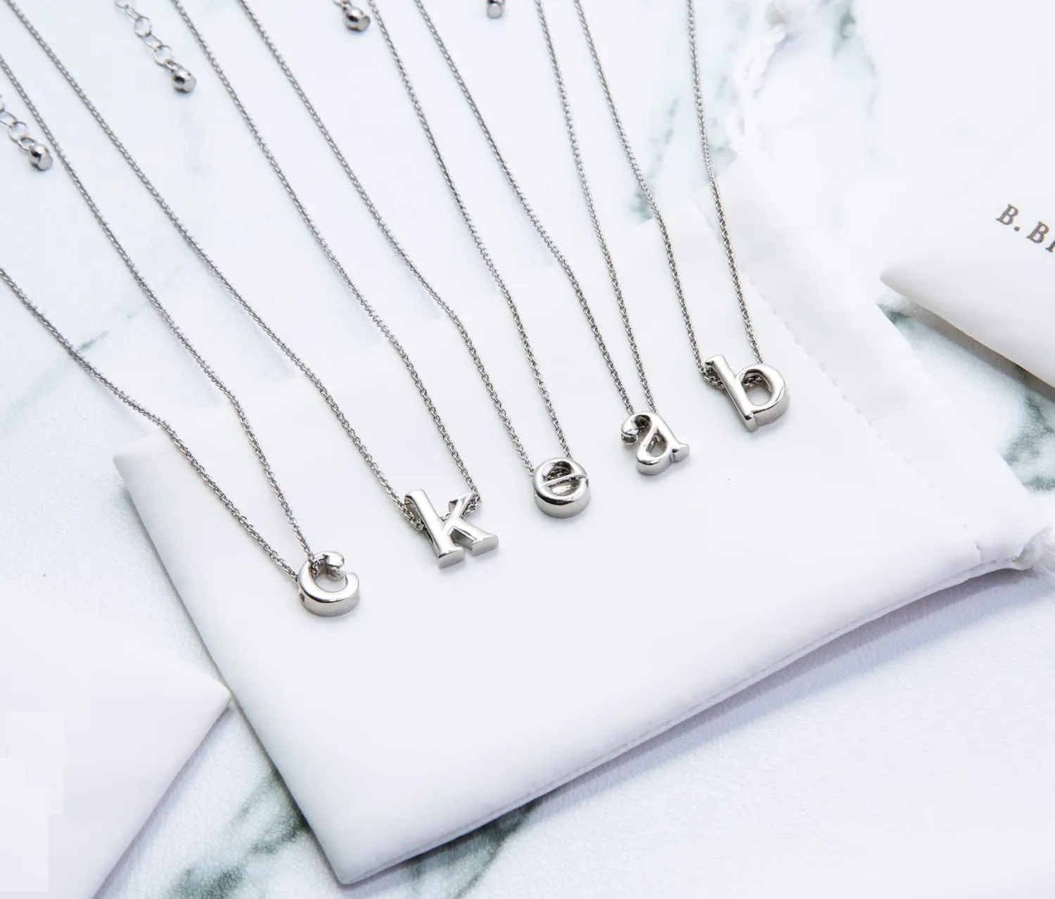 B. BRILLIANT Initial Necklaces for Women Sterling Silver Small Dainty Alphabet Letter Name Personalized Charm Pendant for Women