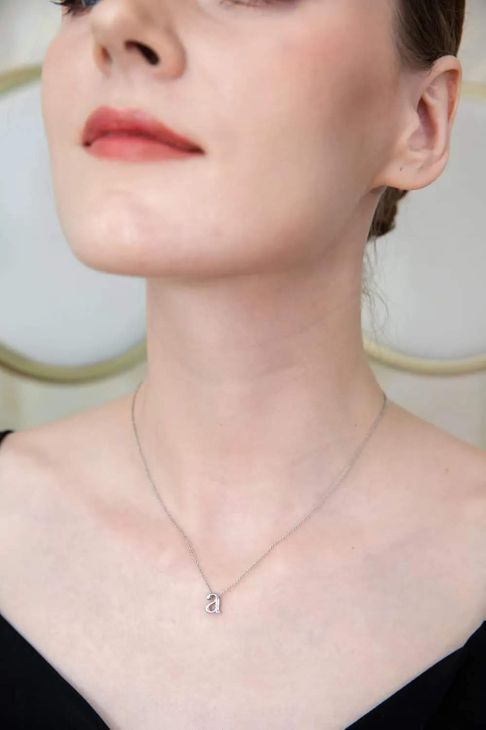 B. BRILLIANT Initial Necklaces for Women Sterling Silver Small Dainty Alphabet Letter Name Personalized Charm Pendant for Women
