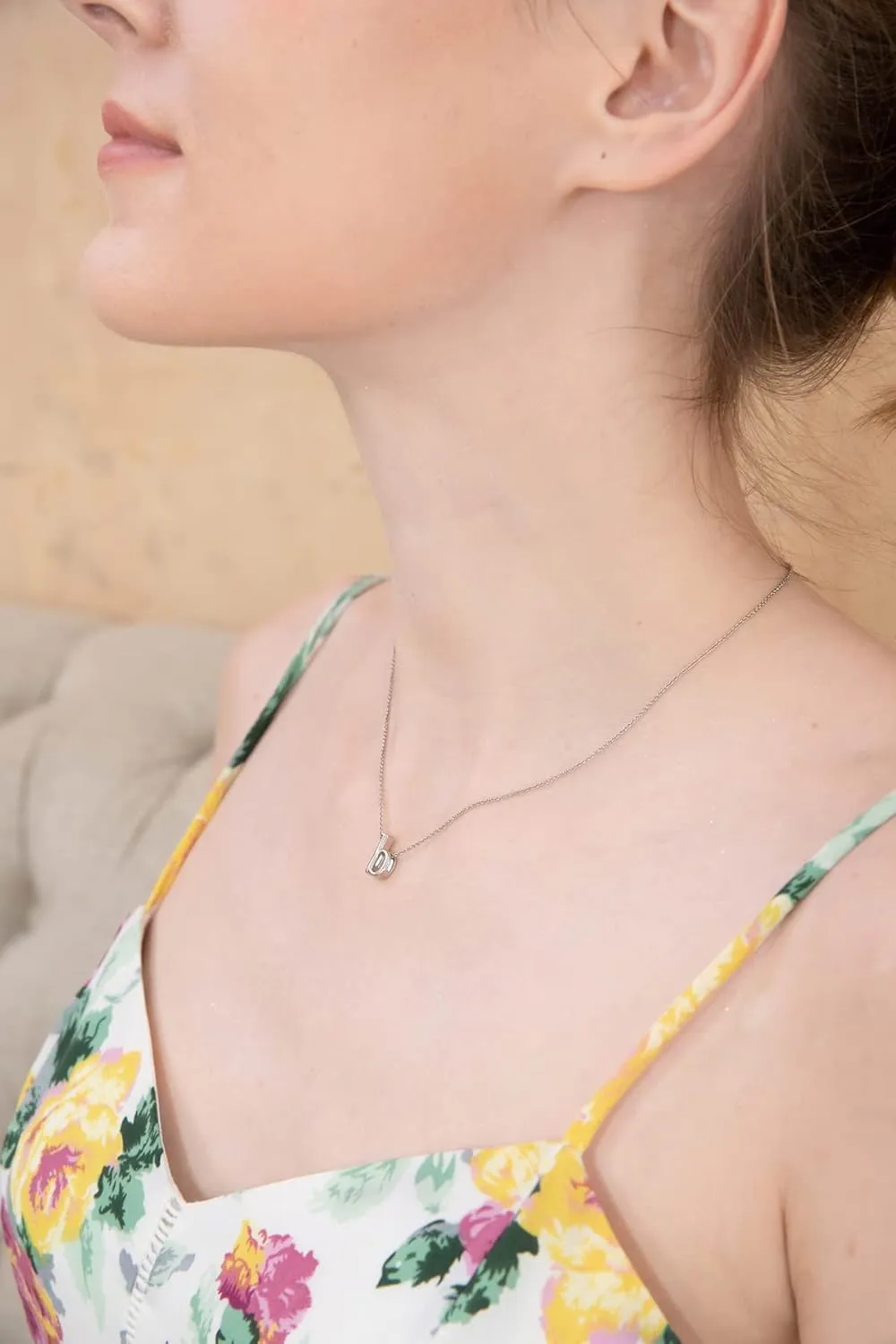B. BRILLIANT Initial Necklaces for Women Sterling Silver Small Dainty Alphabet Letter Name Personalized Charm Pendant for Women