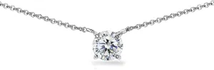 B. BRILLIANT Sterling Silver 6mm AAA Cubic Zirconia Solitaire Stone Short Choker CZ Necklace for Women