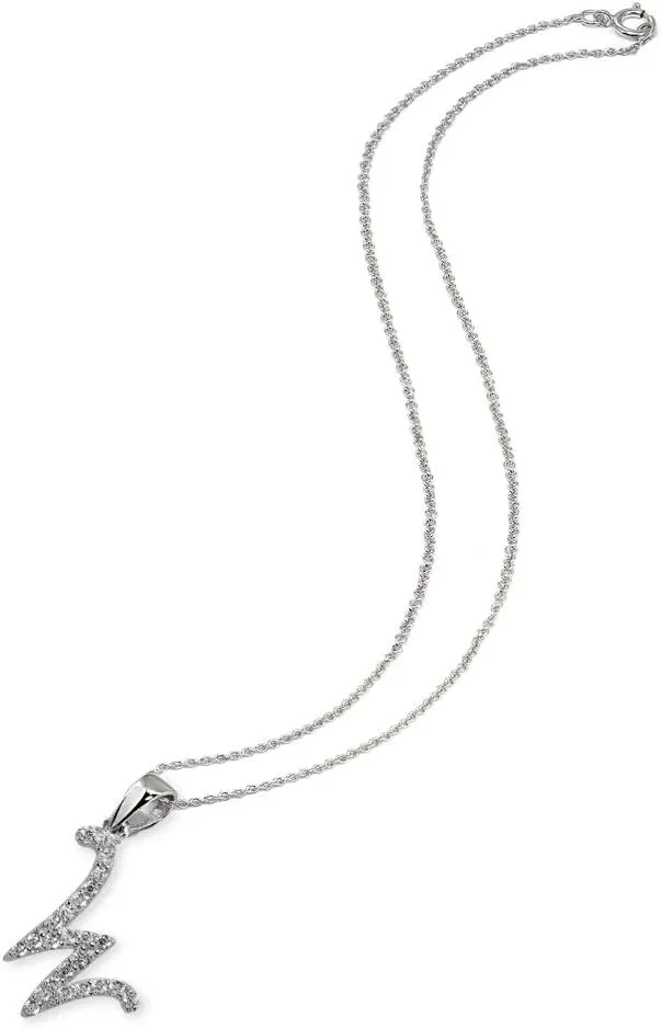 B. BRILLIANT Sterling Silver Cubic Zirconia Alphabet Letter Name Personalized Pendant CZ Initial Necklace for Women