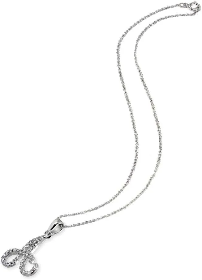B. BRILLIANT Sterling Silver Cubic Zirconia Alphabet Letter Name Personalized Pendant CZ Initial Necklace for Women