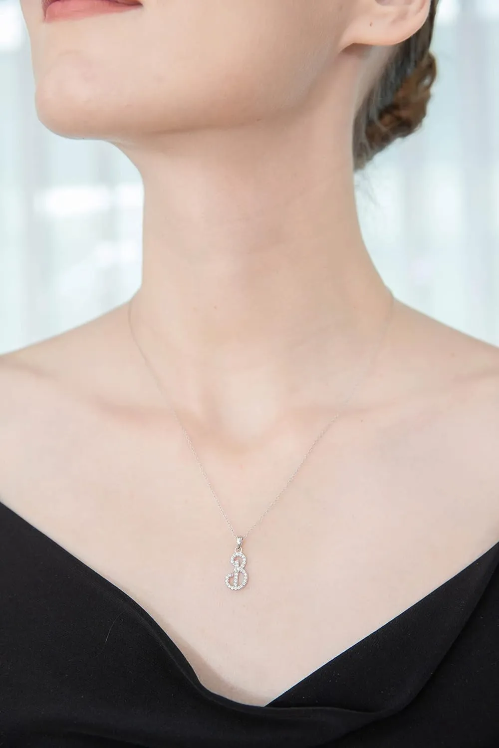 B. BRILLIANT Sterling Silver Cubic Zirconia Alphabet Letter Name Personalized Pendant CZ Initial Necklace for Women