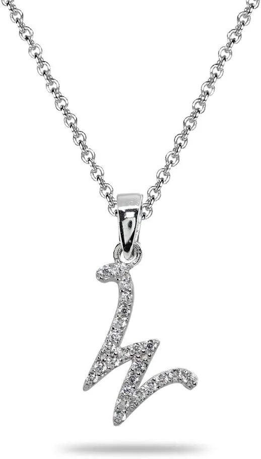 B. BRILLIANT Sterling Silver Cubic Zirconia Alphabet Letter Name Personalized Pendant CZ Initial Necklace for Women