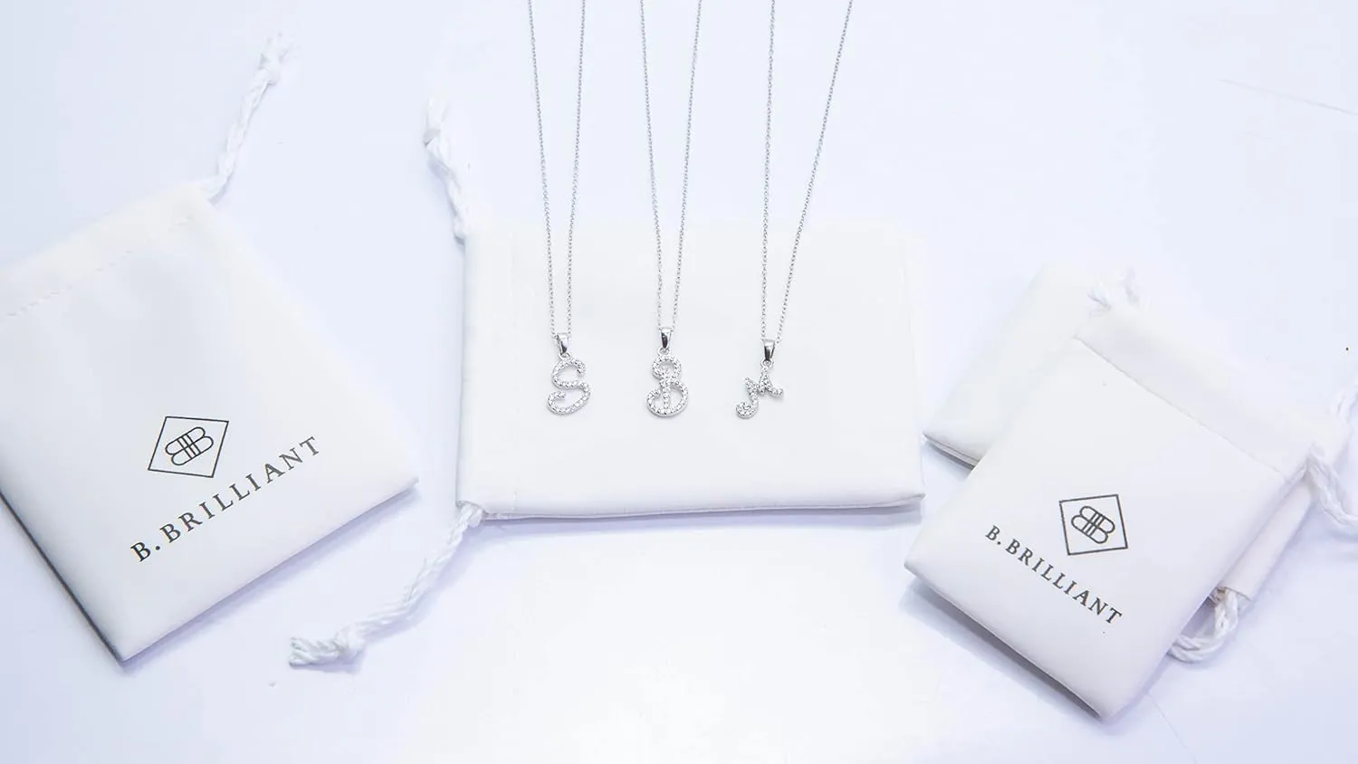 B. BRILLIANT Sterling Silver Cubic Zirconia Alphabet Letter Name Personalized Pendant CZ Initial Necklace for Women