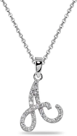 B. BRILLIANT Sterling Silver Cubic Zirconia Alphabet Letter Name Personalized Pendant CZ Initial Necklace for Women