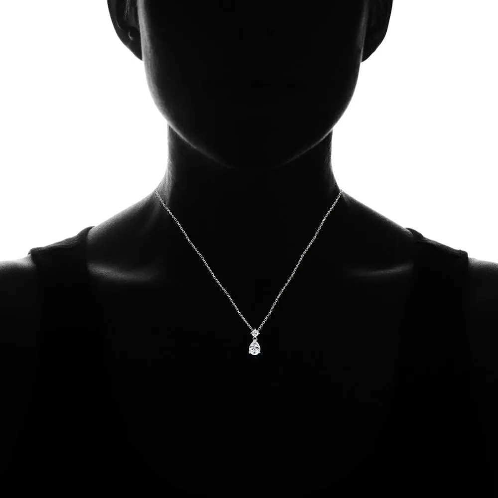 B. BRILLIANT Sterling Silver Genuine or Synthetic Gemstone 9x7mm Teardrop Slide Dangling Necklace for Women
