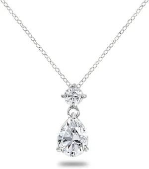 B. BRILLIANT Sterling Silver Genuine or Synthetic Gemstone 9x7mm Teardrop Slide Dangling Necklace for Women