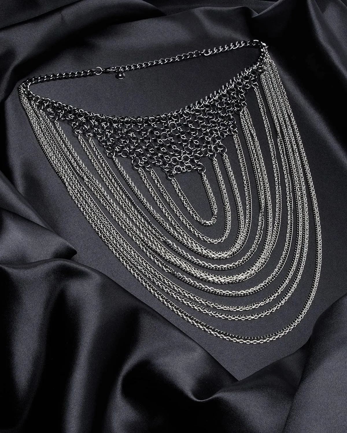 Badgley Mischka Women's Necklace - Elegant Layered Curb Chain Statement Collar Necklace Costume Jewelry
