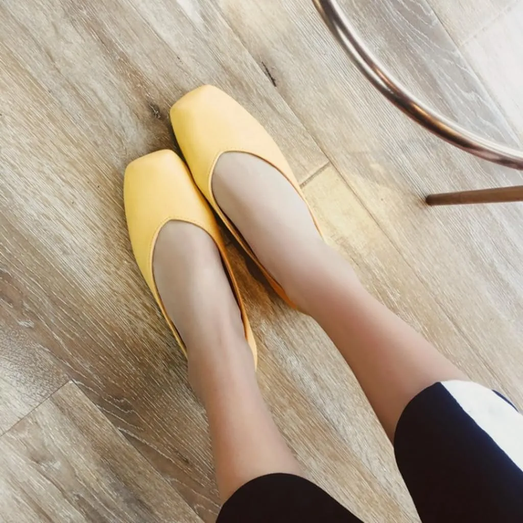 Ballet Flats for Womens Girls Square Toe Comfortable Slip On Soft Walking Loafers Dress Shoes