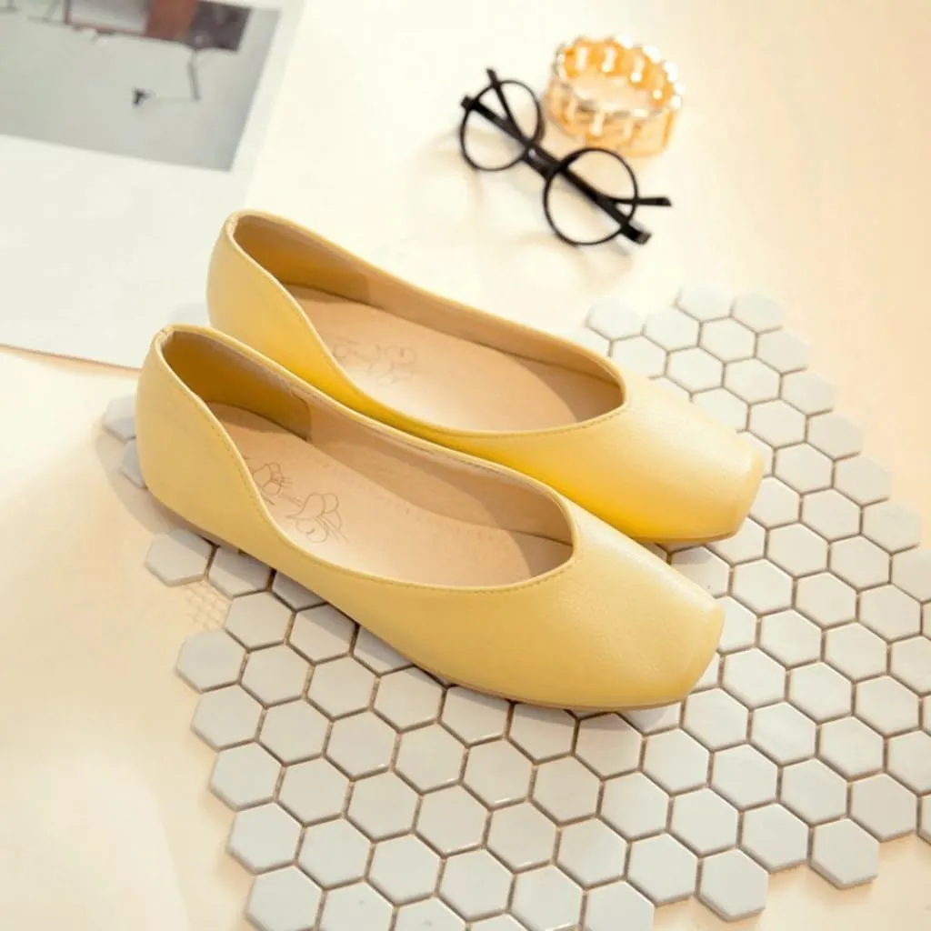 Ballet Flats for Womens Girls Square Toe Comfortable Slip On Soft Walking Loafers Dress Shoes