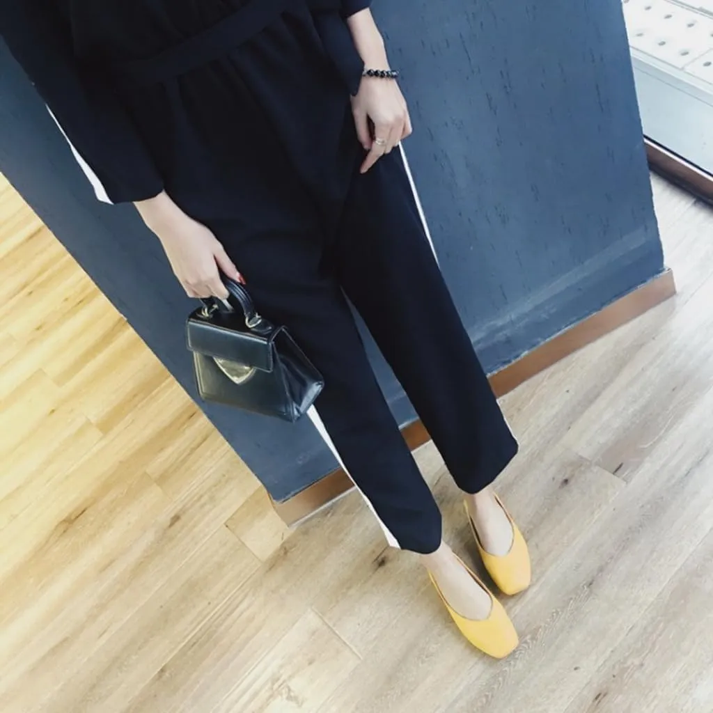 Ballet Flats for Womens Girls Square Toe Comfortable Slip On Soft Walking Loafers Dress Shoes