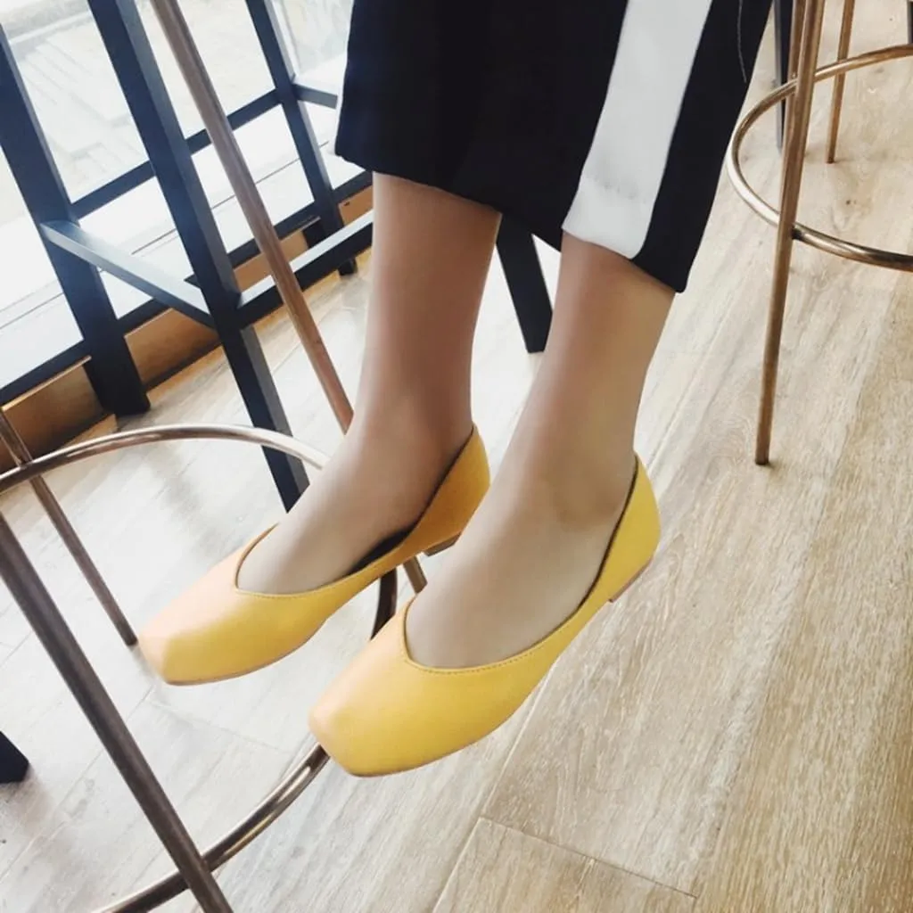 Ballet Flats for Womens Girls Square Toe Comfortable Slip On Soft Walking Loafers Dress Shoes