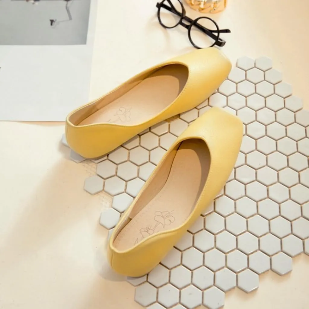Ballet Flats for Womens Girls Square Toe Comfortable Slip On Soft Walking Loafers Dress Shoes