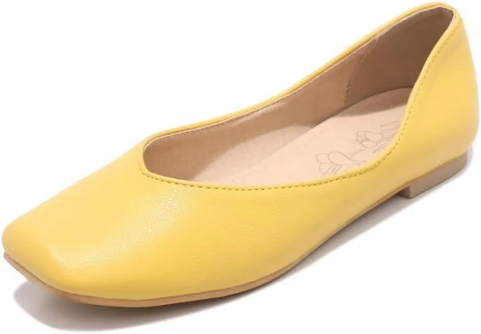 Ballet Flats for Womens Girls Square Toe Comfortable Slip On Soft Walking Loafers Dress Shoes