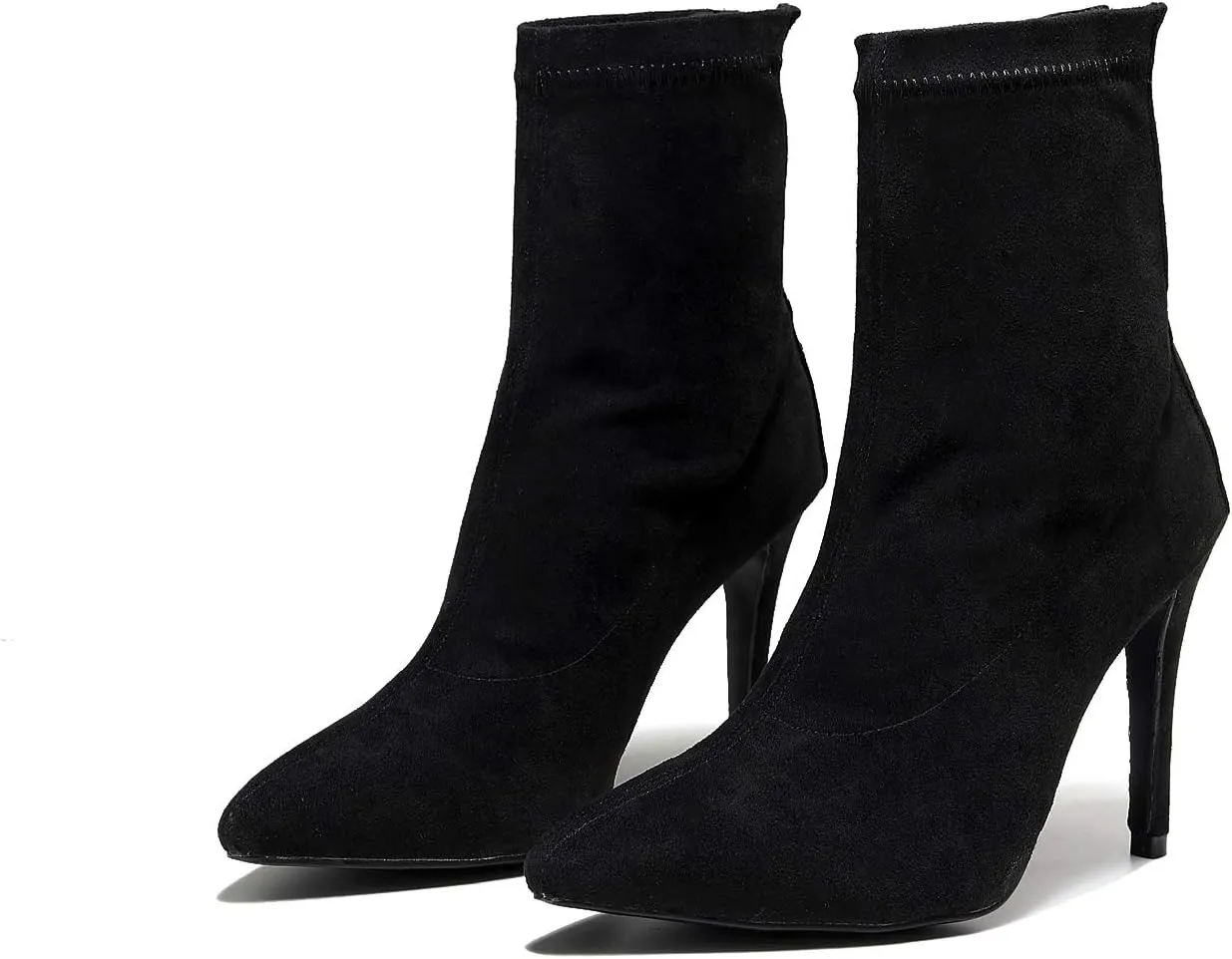 Ballroom Salsa Social Wedding Dance Shoes Women, 2021, Black Microfiber Elastic Flannel Fabric Dance Boots