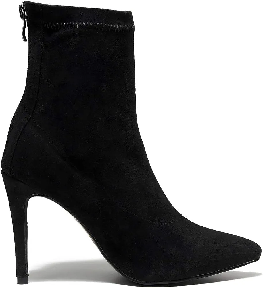 Ballroom Salsa Social Wedding Dance Shoes Women, 2021, Black Microfiber Elastic Flannel Fabric Dance Boots