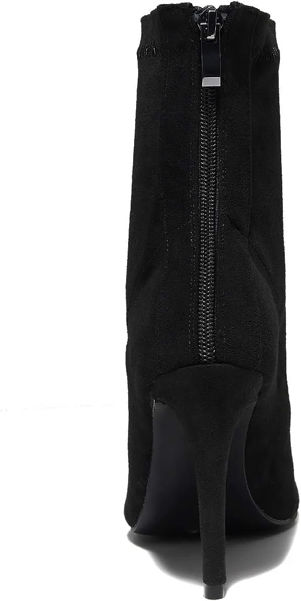 Ballroom Salsa Social Wedding Dance Shoes Women, 2021, Black Microfiber Elastic Flannel Fabric Dance Boots