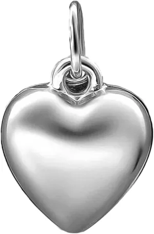 BELMAKS Sterling Silver Small Cute Puffed Heart Charm Necklace Pendant Bracelet Jewelry Polished Tiny Heart Gifts for Women (1 PCS)