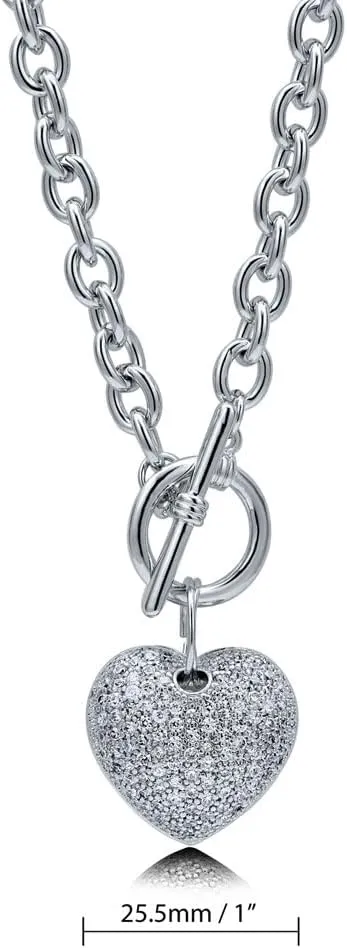 BERRICLE Heart Statement Medium Fashion Anniversary Toggle Pendant Necklace for Women (Gold-tone, Silver-tone)
