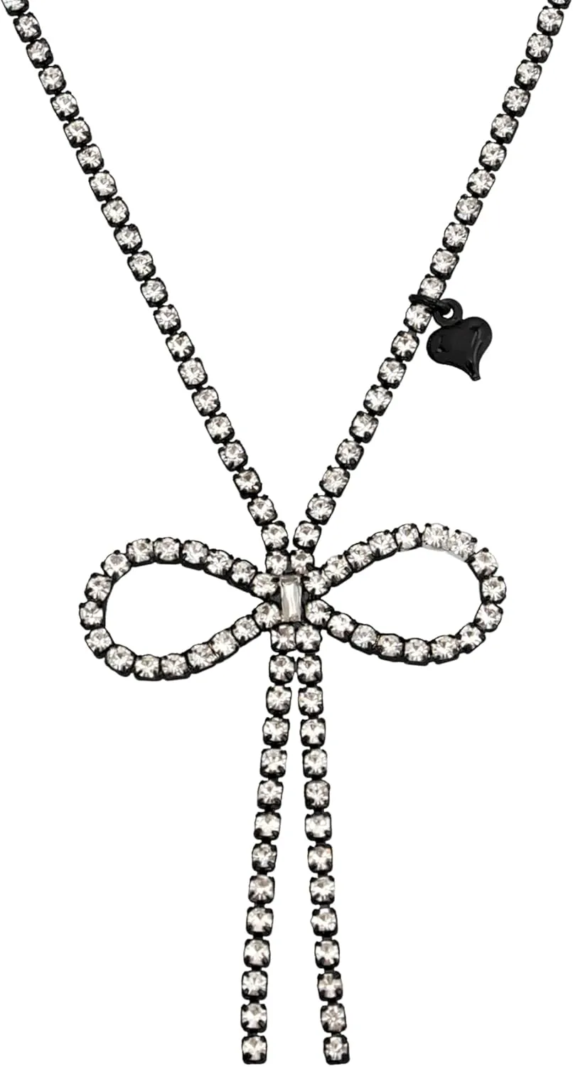 Betsey Johnson Crystal Bow Pendant Necklace, 18 inches