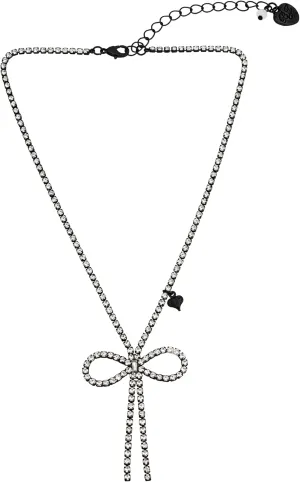 Betsey Johnson Crystal Bow Pendant Necklace, 18 inches