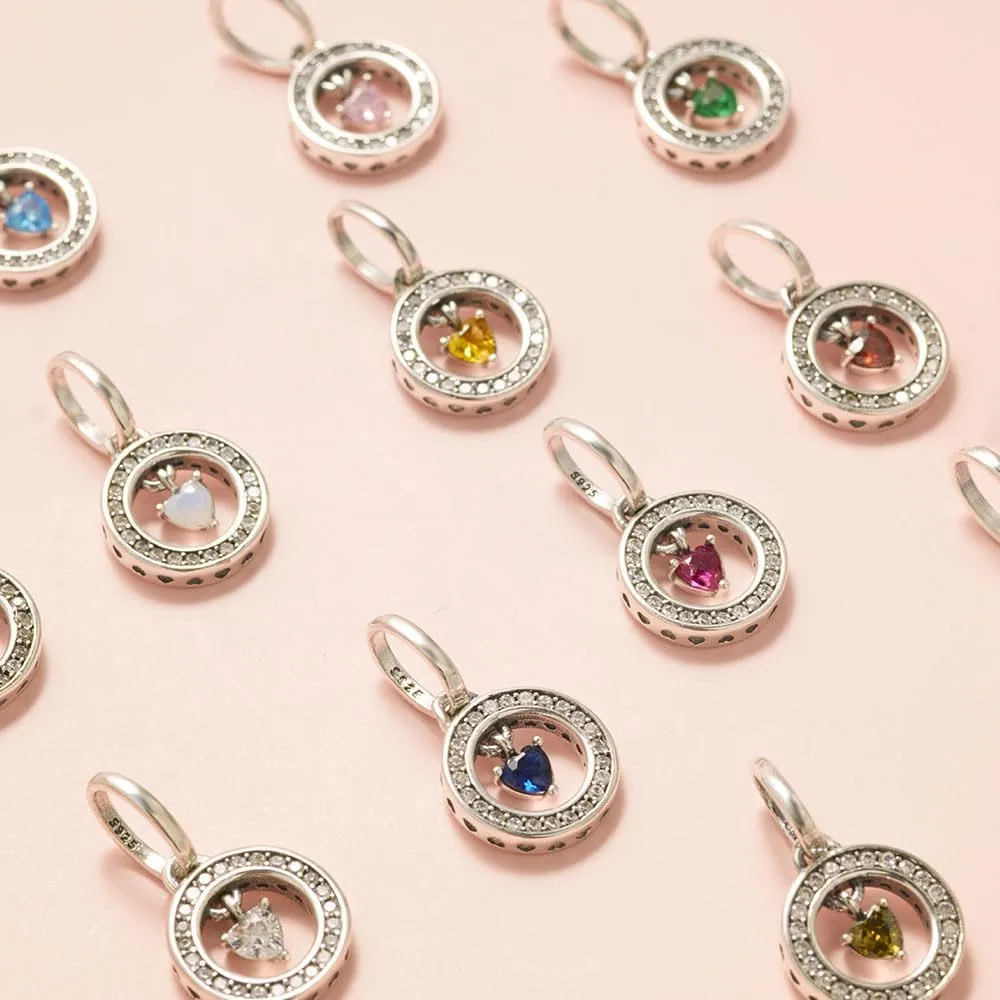 Birthstone Charms for Pandora Me Bracelet 925 Sterling Silver Simulated Birthstone Heart with CZ Charm Pendant Bracelet Necklace Jewelry Gifts