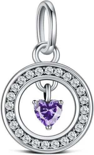 Birthstone Charms for Pandora Me Bracelet 925 Sterling Silver Simulated Birthstone Heart with CZ Charm Pendant Bracelet Necklace Jewelry Gifts