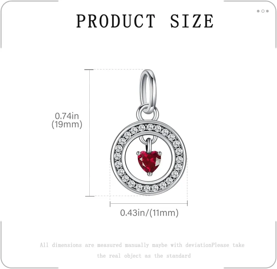 Birthstone Charms for Pandora Me Bracelet 925 Sterling Silver Simulated Birthstone Heart with CZ Charm Pendant Bracelet Necklace Jewelry Gifts