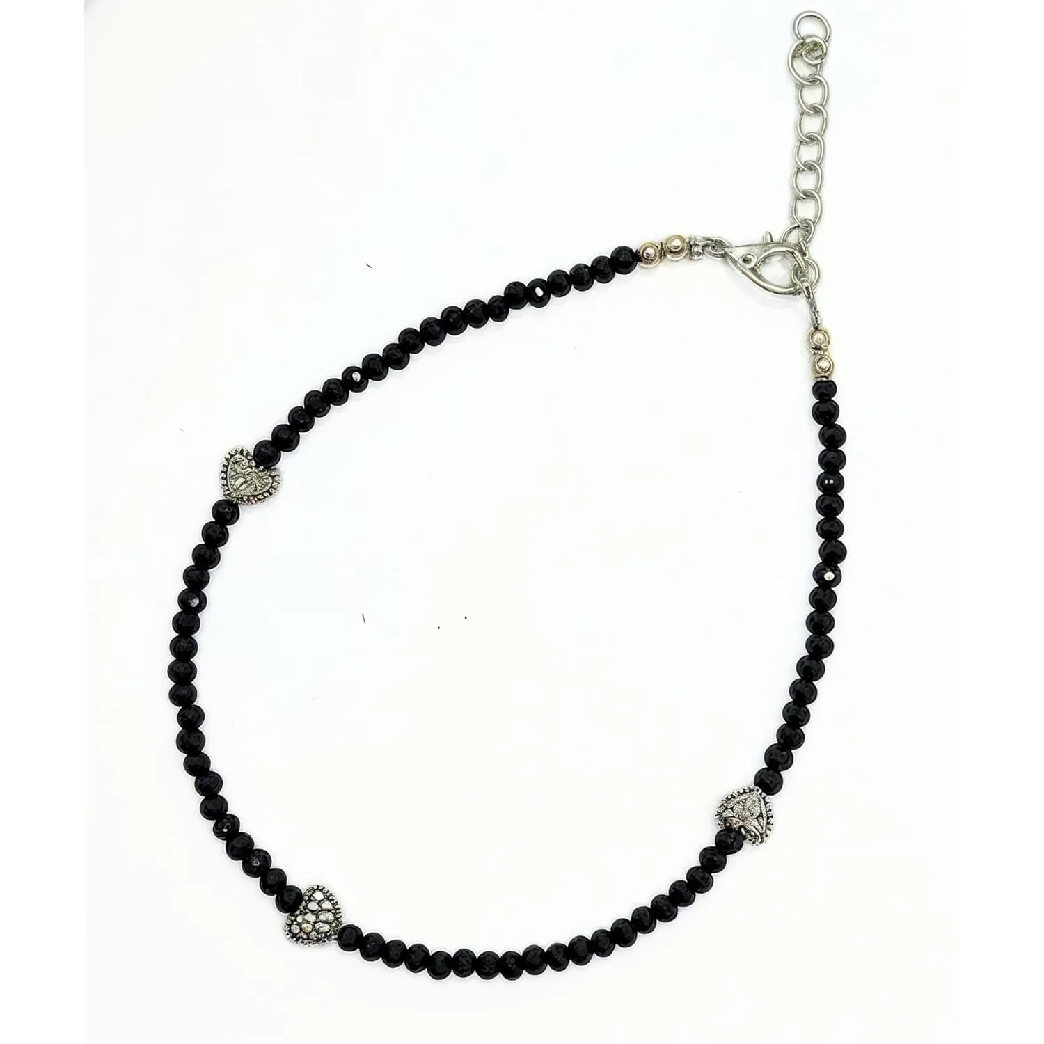 Black Bead Crystal Charm Anklet Bracelet Handmade Simple Summer Beach Waterproof Ankle Foot Chain Bracelets for Women Minimalist Jewelry-Adjustable .. (Design 3)