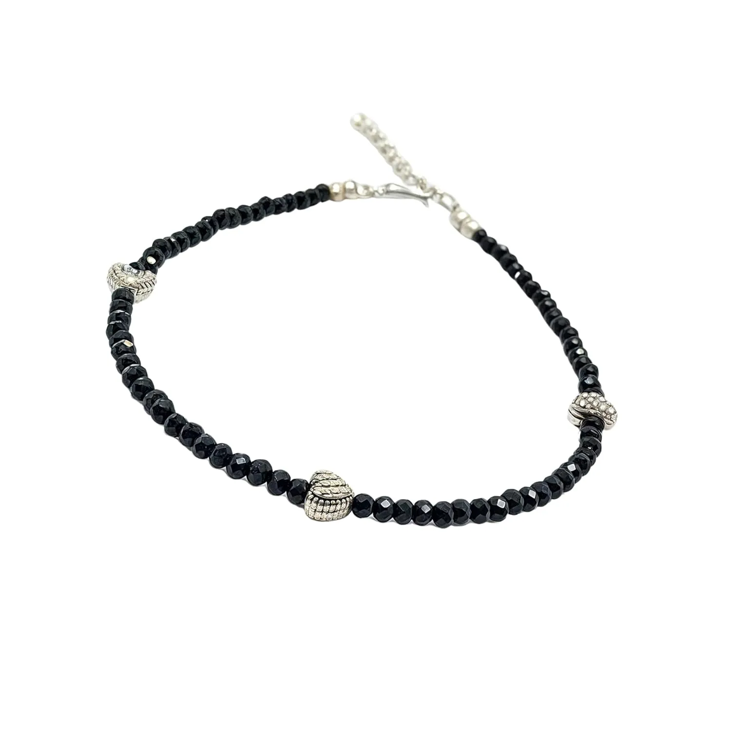 Black Bead Crystal Charm Anklet Bracelet Handmade Simple Summer Beach Waterproof Ankle Foot Chain Bracelets for Women Minimalist Jewelry-Adjustable .. (Design 3)