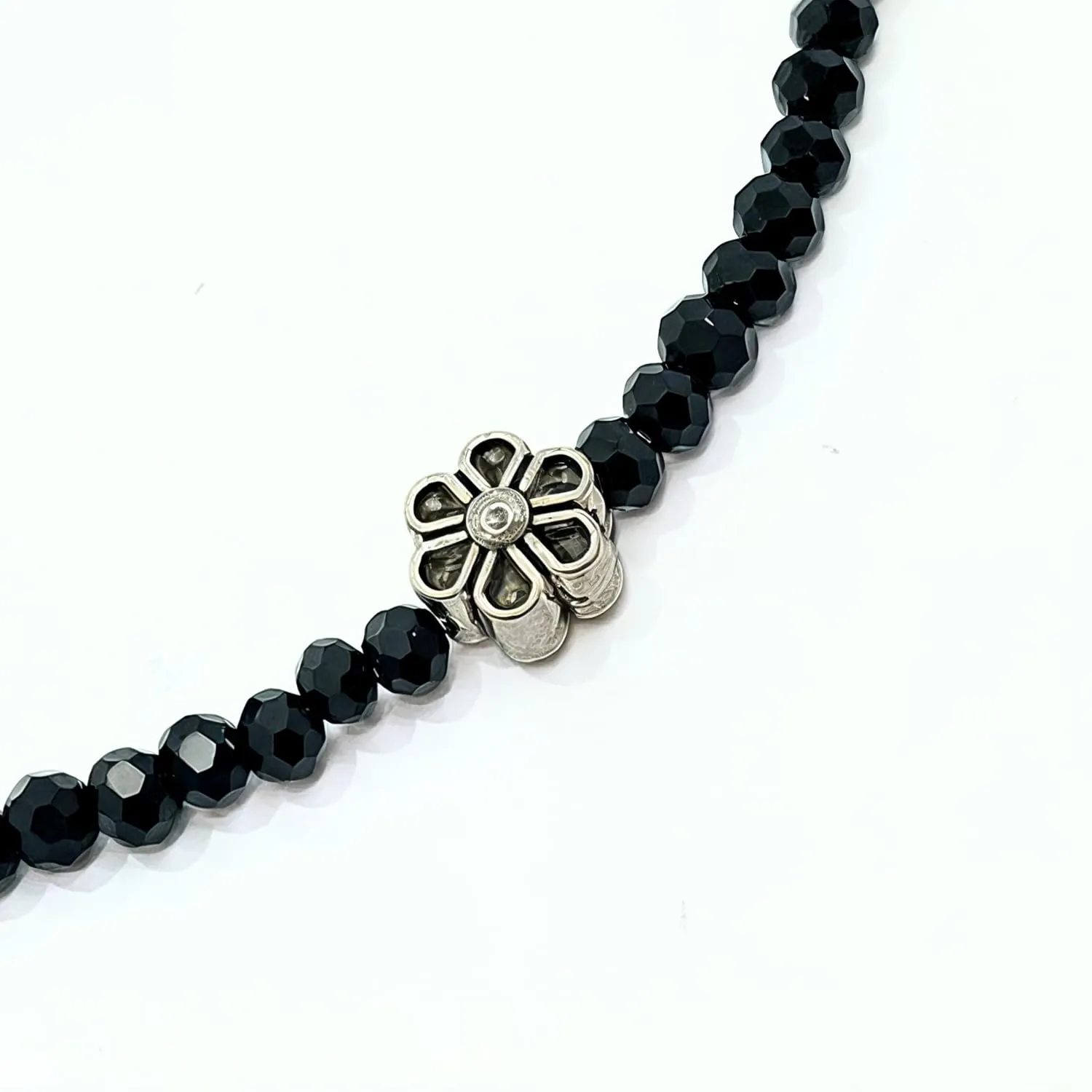 Black Bead Crystal Charm Anklet Bracelet Handmade Simple Summer Beach Waterproof Ankle Foot Chain Bracelets for Women Minimalist Jewelry-Adjustable (Flower With Black Bead)