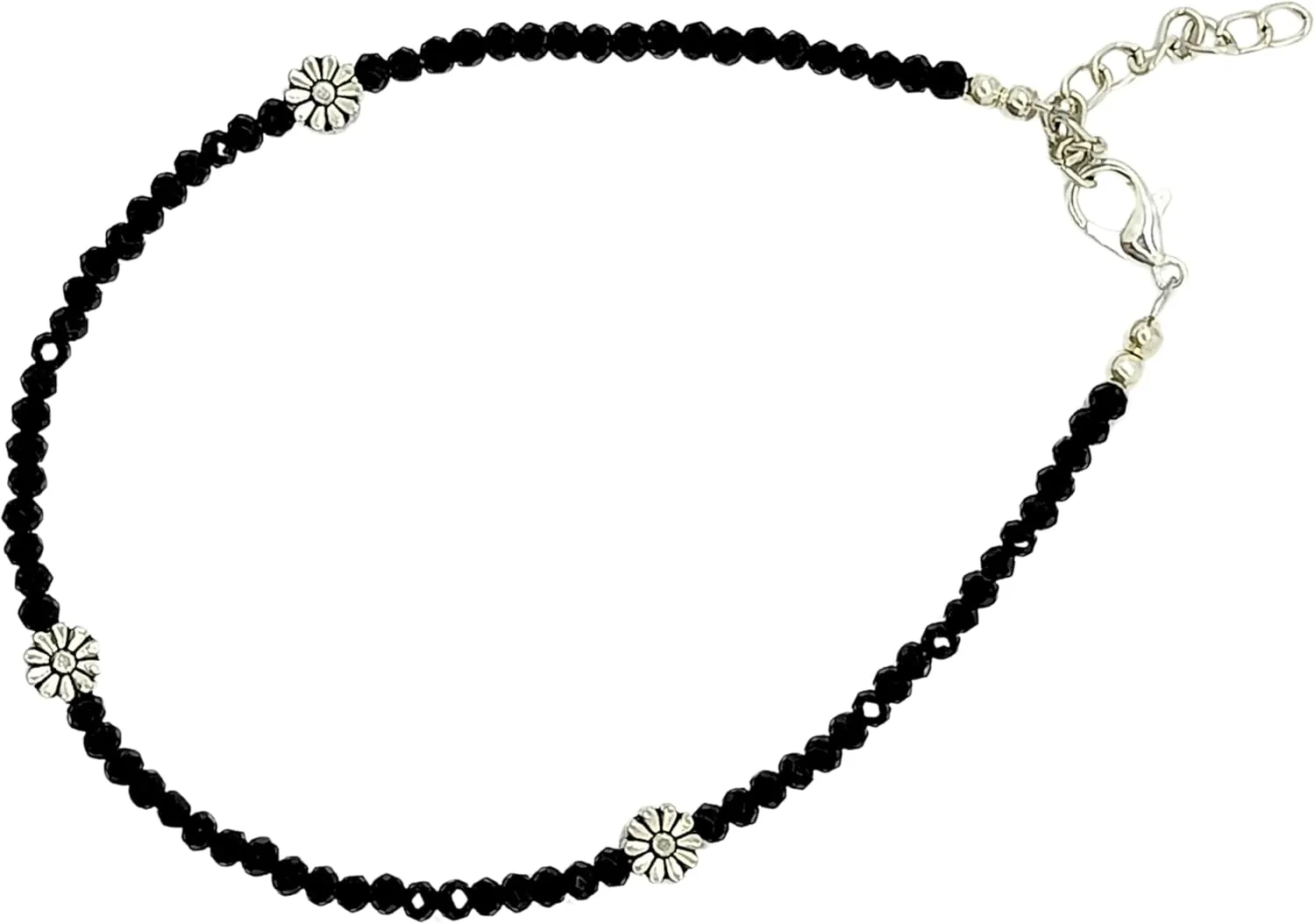 Black Bead Crystal Charm Anklet Bracelet Handmade Simple Summer Beach Waterproof Ankle Foot Chain Bracelets for Women Minimalist Jewelry-Adjustable