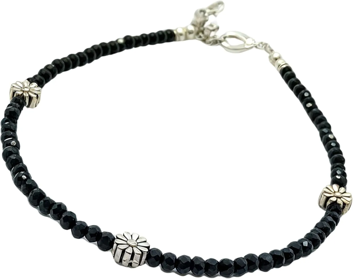 Black Bead Crystal Charm Anklet Bracelet Handmade Simple Summer Beach Waterproof Ankle Foot Chain Bracelets for Women Minimalist Jewelry-Adjustable