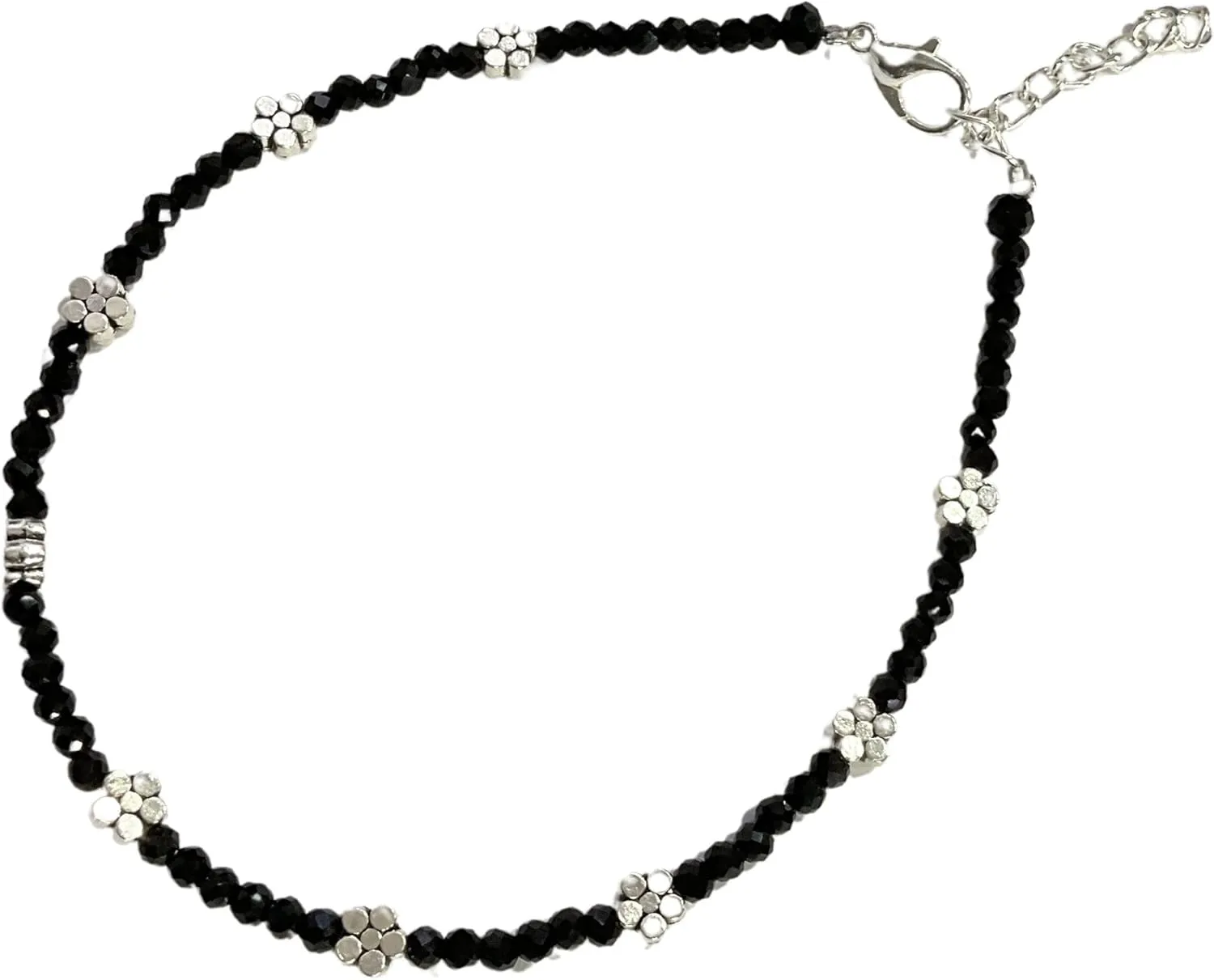 Black Bead Crystal Charm Anklet Bracelet Handmade Simple Summer Beach Waterproof Black Anklet Foot Chain Bracelets for Women Minimalist Jewelry Adjustable