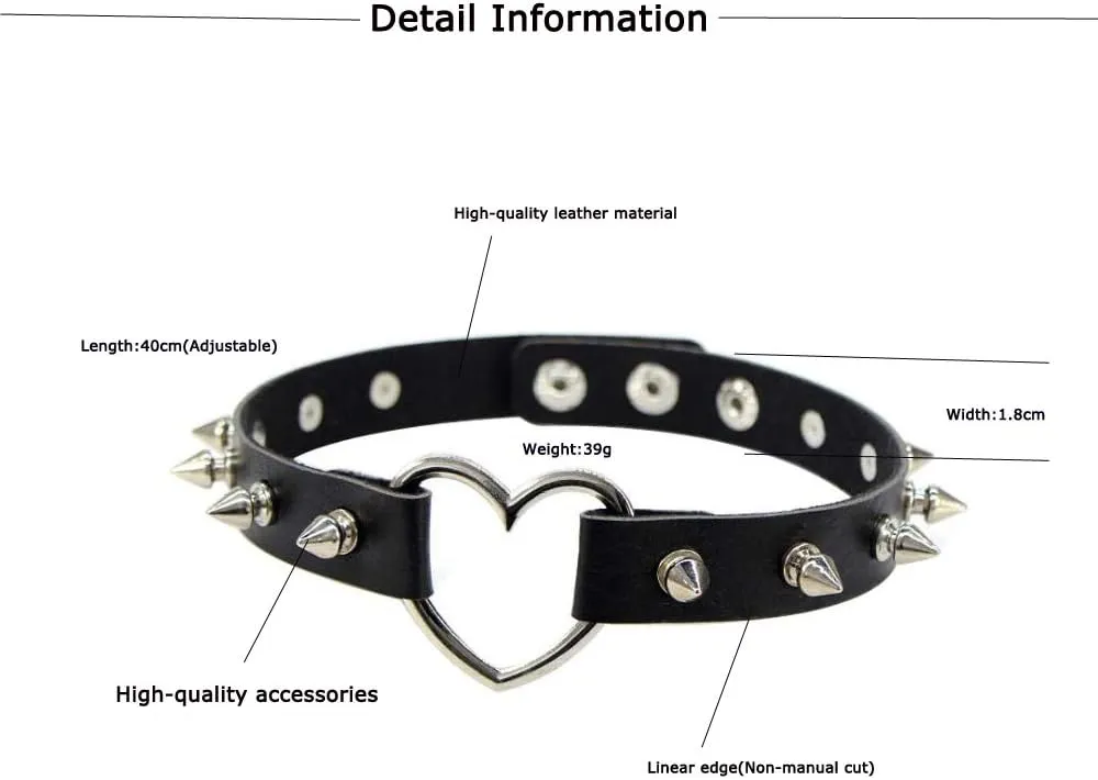 Black Leather Spike Rivet Stud Collar Choker Punk Rock Gothic Chokers Chain for Women Men Necklace Statement Jewelry